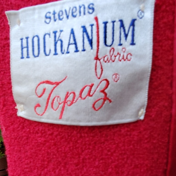 AMAZING Red Vintage Coat 1950s with fur collar Steven Hockanum, - Picture 6 of 8